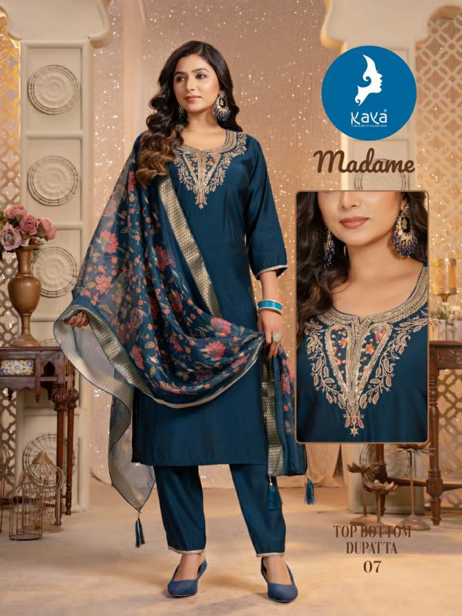 Madame By Kaya Roman Silk Designer Kurti With Bottom Dupatta Wholesale Price In Surat